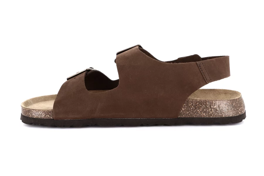 Triple buckle sandal in genuine leather | BOBO SB3003 - BROWN | Grünland