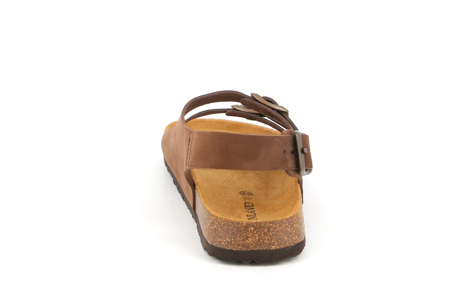 Triple buckle sandal in genuine leather | BOBO SB3003 - BROWN | Grünland