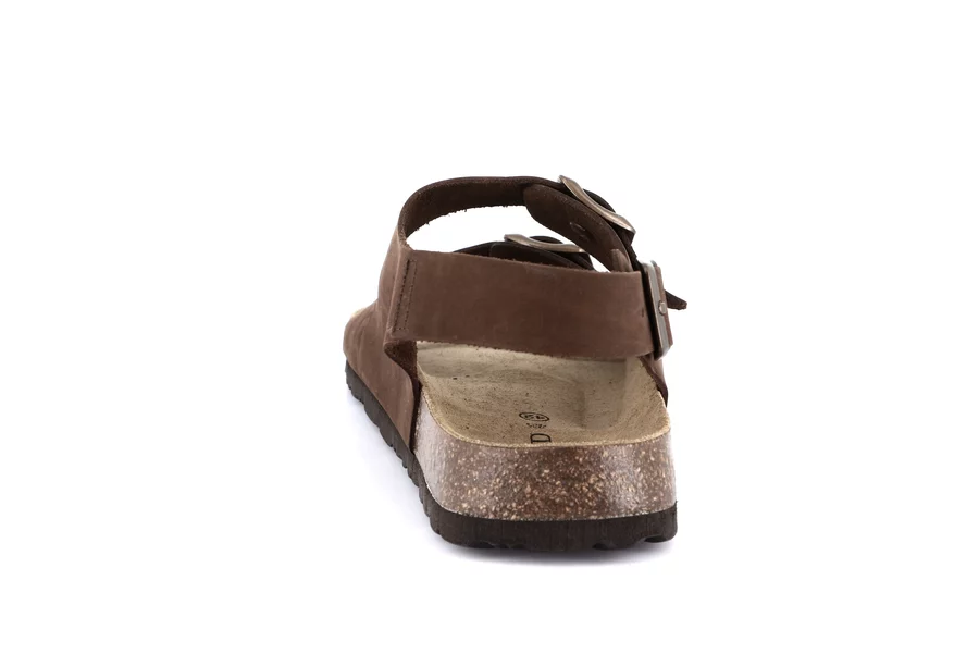 Triple buckle sandal in genuine leather | BOBO SB3003 - BROWN | Grünland