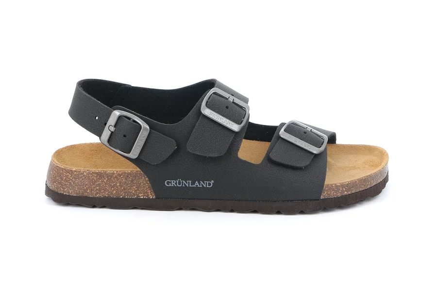 Sandal in Cork for Men | BOBO SB3645 - BLACK | Grünland