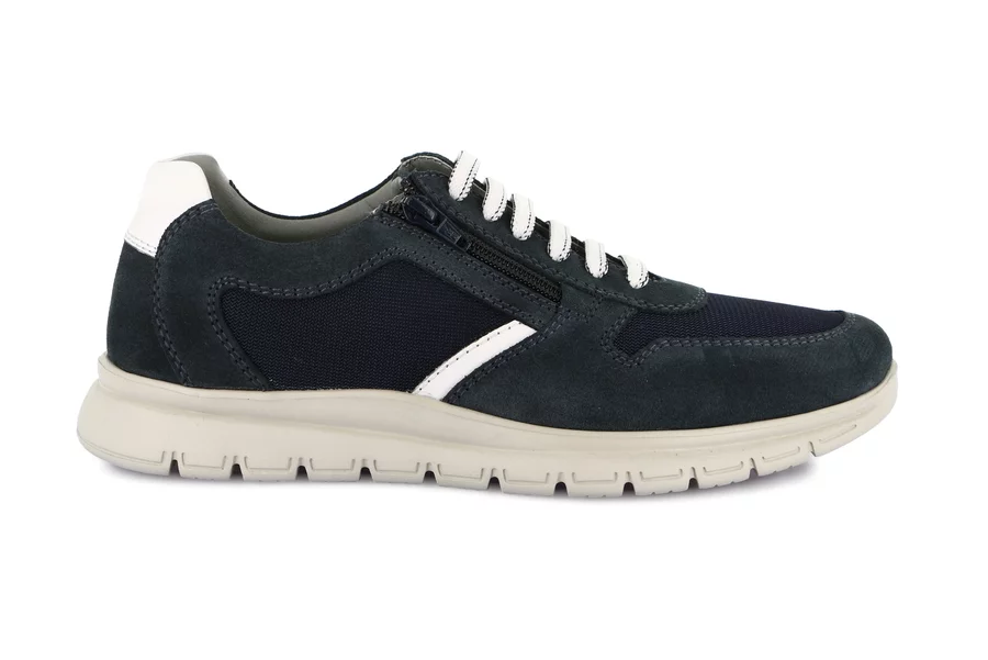 Leather and textile zip-up shoe | SKAP SC0795 - BLUE | Grünland