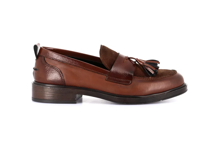 Women's moccasin in genuine leather | AFFE SC2143 - CUOIO | Grünland