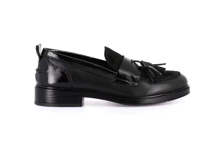 Women's moccasin in genuine leather | AFFE SC2143 - BLACK | Grünland