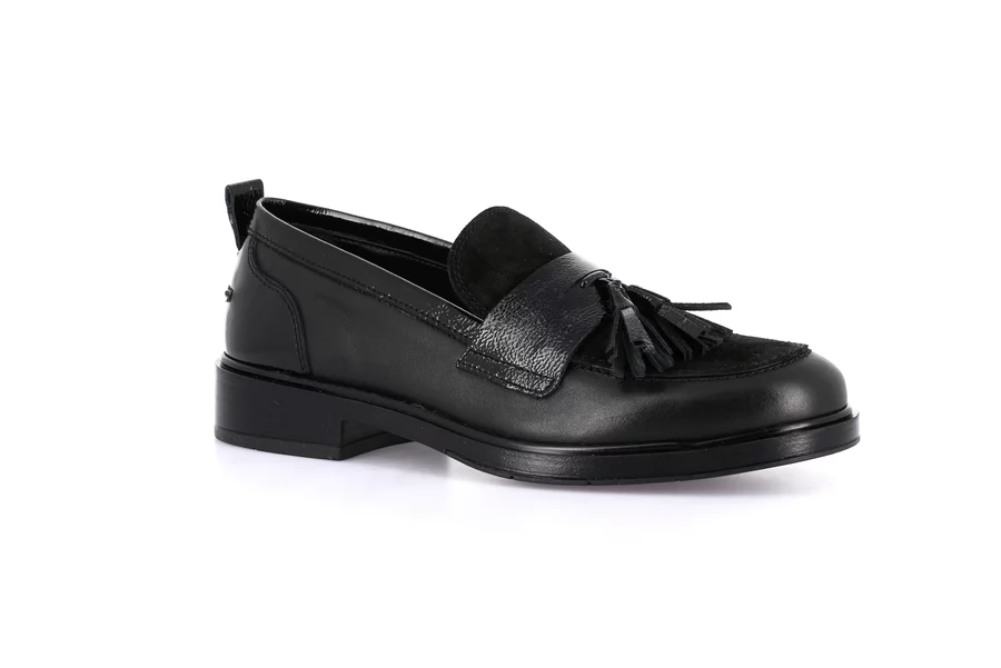 Women's moccasin in genuine leather | AFFE SC2143 - BLACK | Grünland