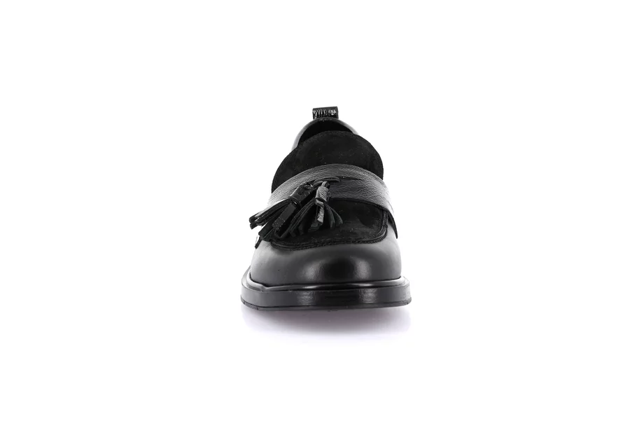 Women's moccasin in genuine leather | AFFE SC2143 - BLACK | Grünland