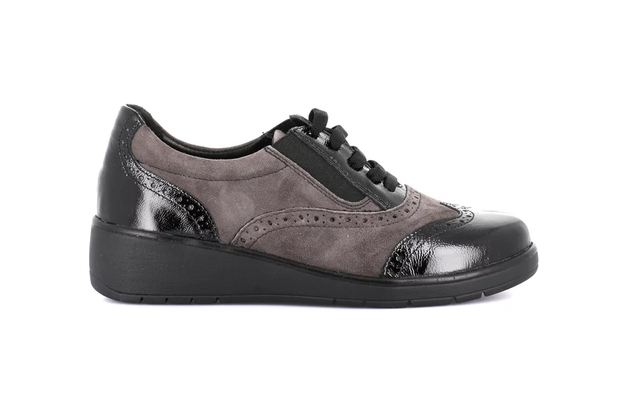 Shoes Derby style in leather and suede | NETA SC2864 - NERO-FANGO | Grünland