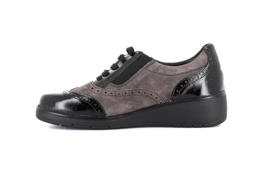 Shoes Derby style in leather and suede | NETA SC2864 - NERO-FANGO | Grünland