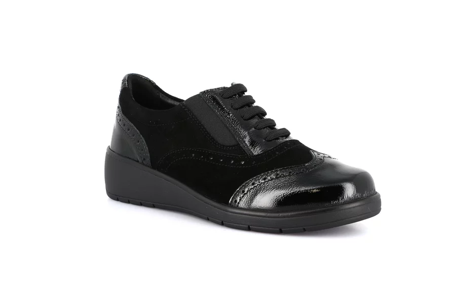 Schuhe im Derby-Stil aus Leder und Wildleder | NETA SC2864 - NERO-NERO | Grünland