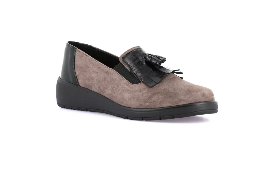 Comfort slip on with tassels | NETA SC2872 - TAUPE-NERO | Grünland