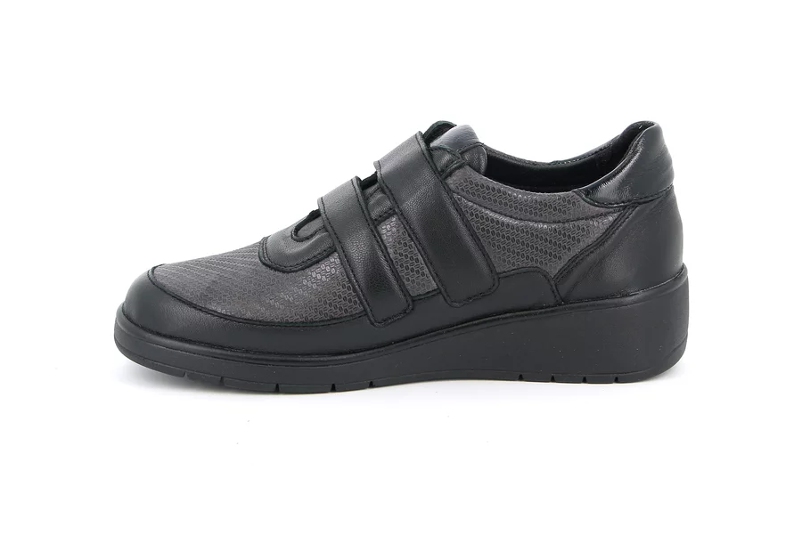 Comfort shoes with double hook-and-loop closure | NETA SC2875 - ANTRACITE-NERO | Grünland