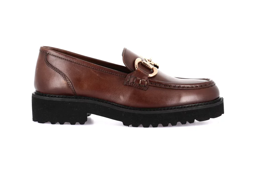 Women's moccasin in genuine leather | AURE SC4224 - COGNAC | Grünland