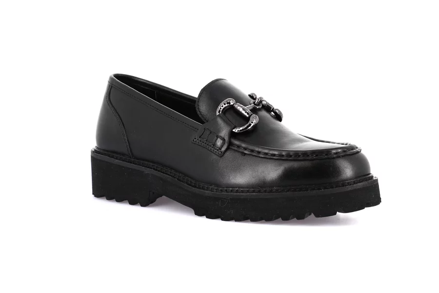 Women's moccasin in genuine leather | AURE SC4224 - BLACK | Grünland