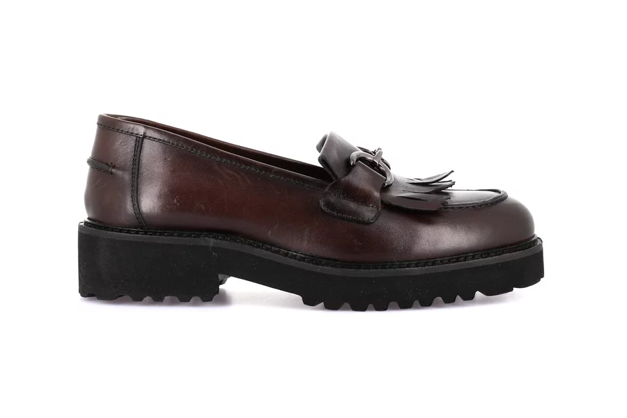 Moccasin with tassels in genuine leather | AURE SC4225 - TESTA DI MORO | Grünland