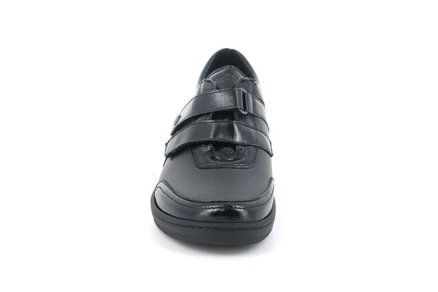 Bequemer Schuh aus Stretchmaterial mit doppeltem Klettverschluss | NILE SC5388 - SCHWARZ | Grünland