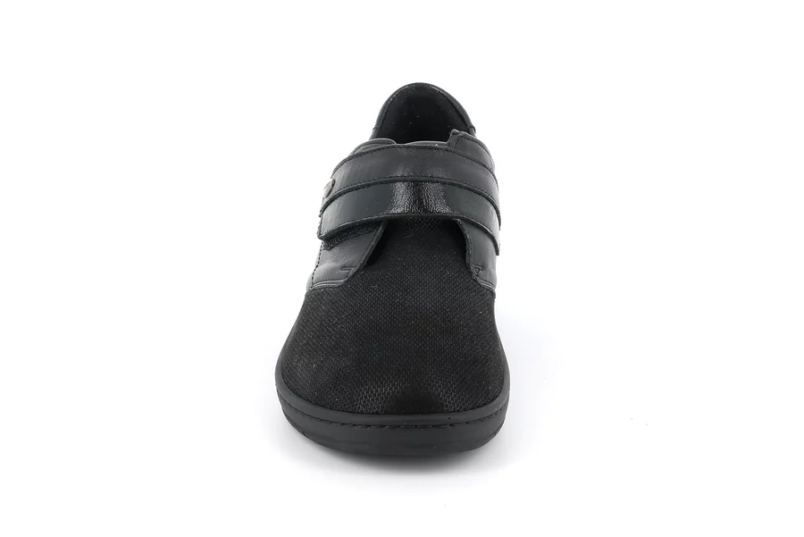 Shoe with maxi velcro closure and extra large fit | NILE SC5393 - BLACK | Grünland