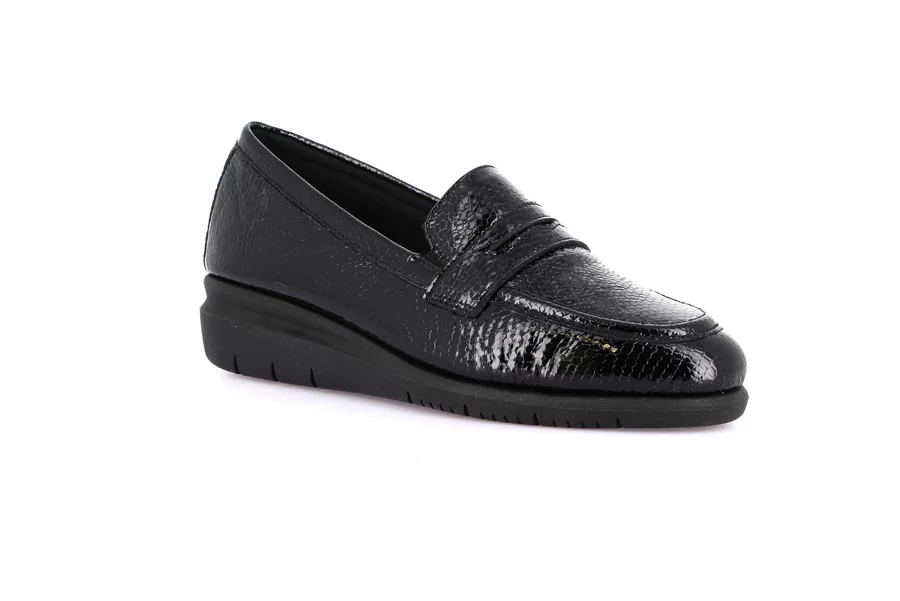 Comfort mocassin in patent leather | RYSA SC5470 - BLACK | Grünland