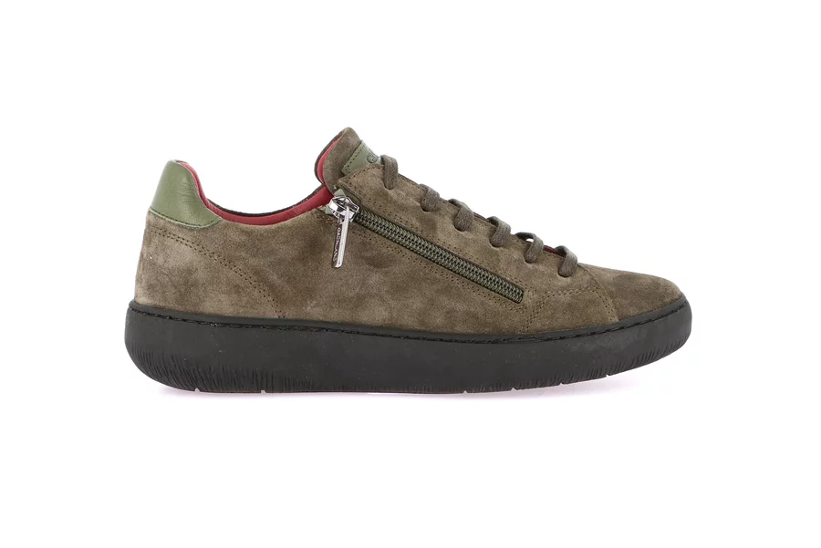 Sneaker in suede with side zip | IMOD SC5610 - OLIVA | Grünland