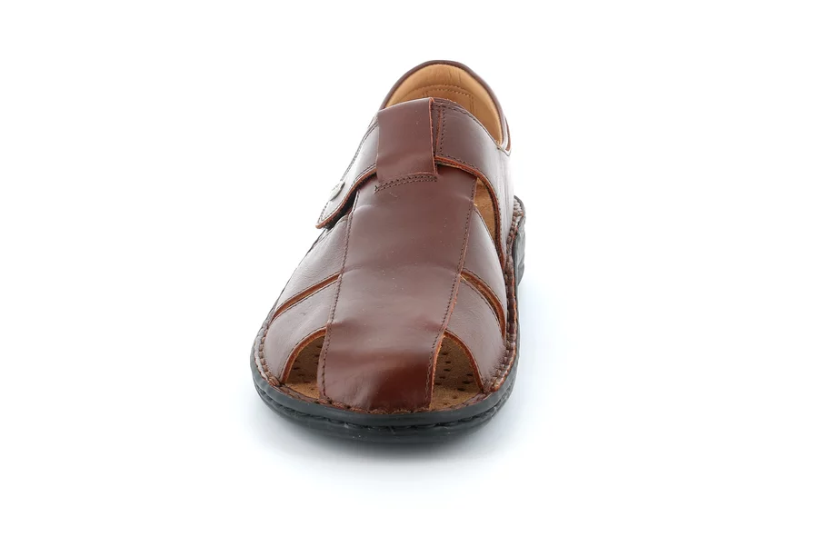 Men's leather sandal | LINO SE0015 - CIOCCOLATO | Grünland