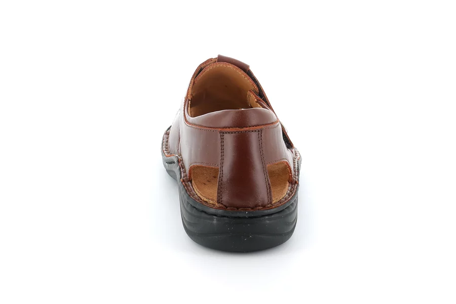 Men's leather sandal | LINO SE0015 - CIOCCOLATO | Grünland