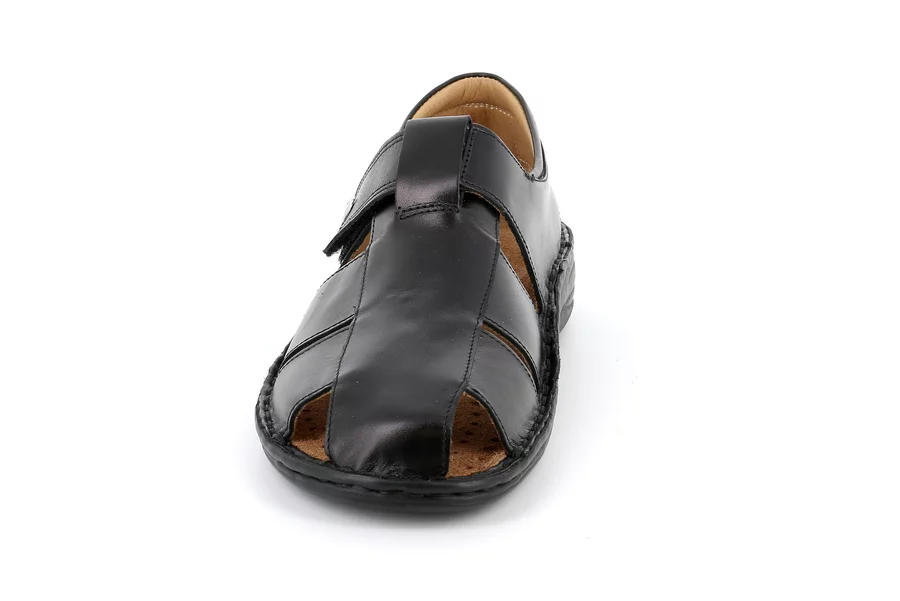 Sandalo da uomo in pelle | LINO SE0015 - NERO | Grünland