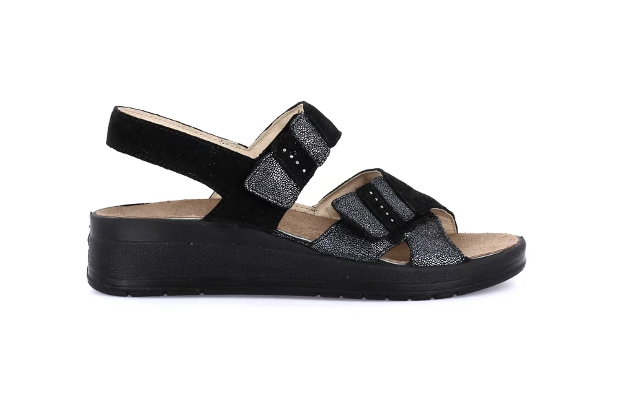 Sandalo comfort con leggera zeppa | DIDA SE0149 - NERO | Grünland