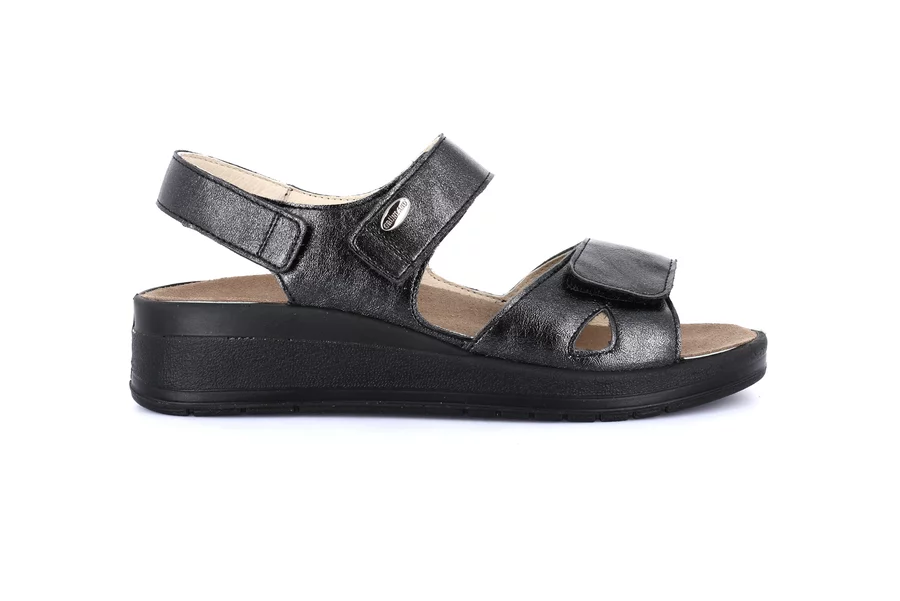 Sandalo comfort con leggera zeppa | DIDA SE0150 - NERO | Grünland