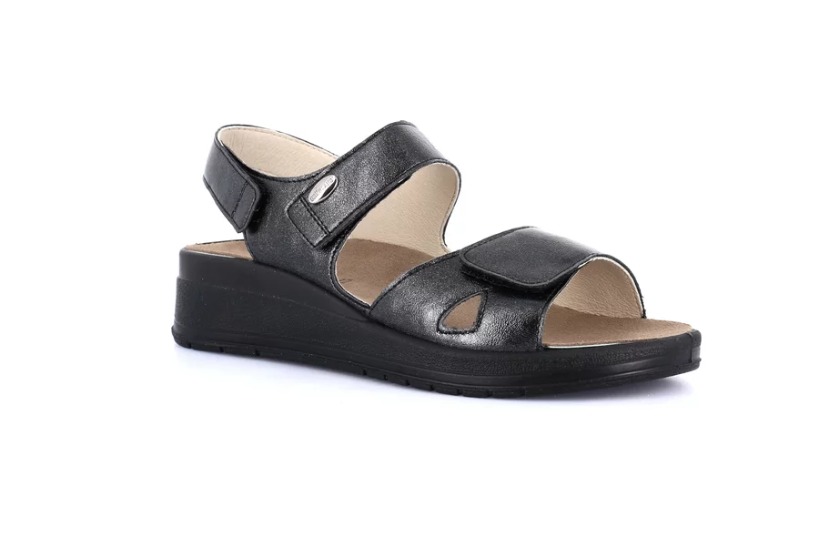 Sandalo comfort con leggera zeppa | DIDA SE0150 - NERO | Grünland